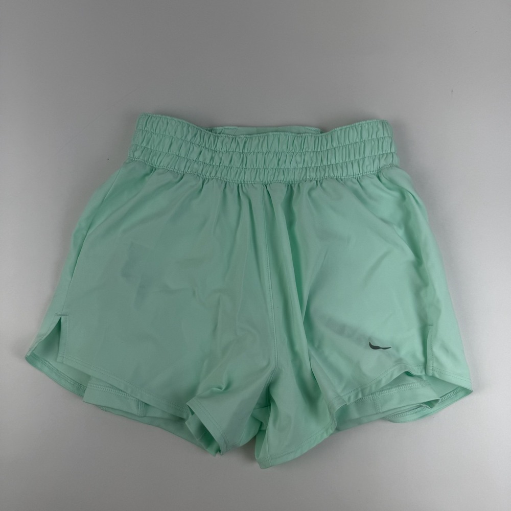 New Womens Nike Dri-FIT Mid-Rise 3" Brief-Lined Green Training Shorts Size XS